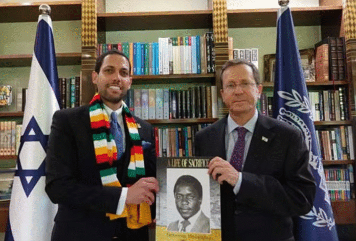Ronny Levi Musan Hon. Consul Gen. & Head of Mission of Zimbabwe in Israel in his meeting with H.E Isaac Herzog, President of the State of Israel