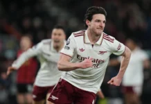 Rice double helps Arsenal rally for win at Bournemouth and take six-point lead in Premier League